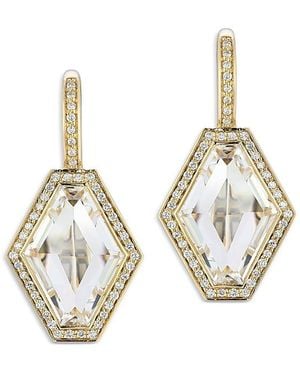 WALTERS FAITH 18K Bell Diamond & Rock Crystal Hexagon Earrings - Metallic