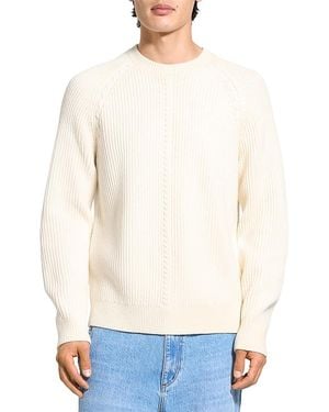 Theory Cable Long Sleeve Crew Neck - White