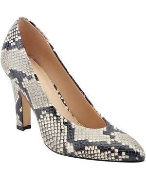 Marc Fisher Lianne Snake Embossed Leather Pumps - White