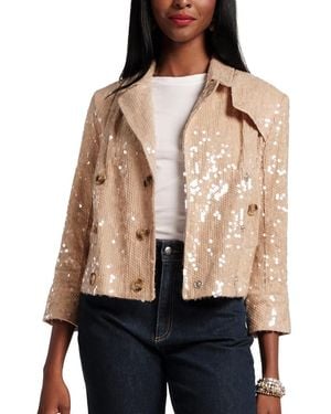 Frances Valentine Sequin Moto Jacket - Natural