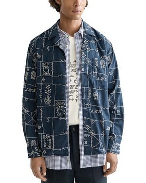 Scotch & Soda Embroidered Long Sleeve Camp Shirt - Blue