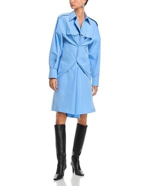 McQueen Gathered Shirt Dress - Blue