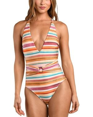 L'Agence Lisa Watercolor Stripe One Piece Swimsuit - Red
