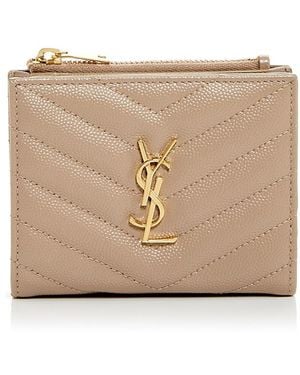 Saint Laurent Cassandre Matelasse Bi-Fold Wallet - Natural
