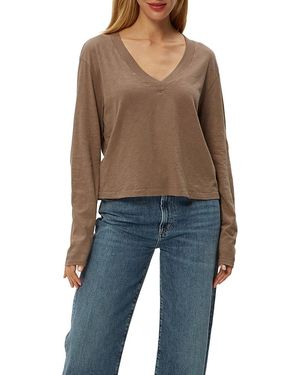 Michael Stars Brea Cropped V-Neck Tee - Blue