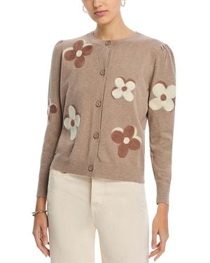 Sioni Flower Embroidered Crewneck Cardigan - Natural