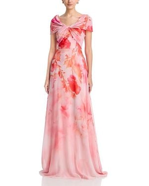 Teri Jon Chiffon Off Shoulder Gown - Pink