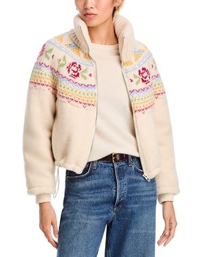 Blank NYC Turtleneck Fair Isle Jacket - Blue