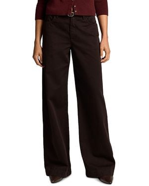 Vince Washed Cotton Mid Rise Wide Leg Pants - Black