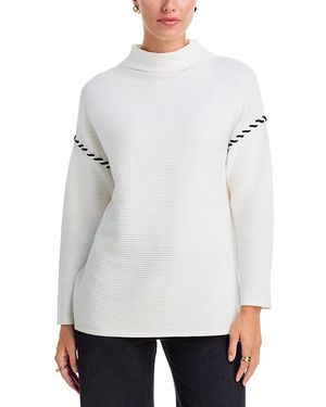 Tahari Whip Stitch Ottoman Knit Sweater - White
