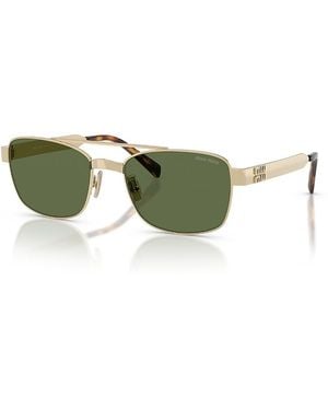 Miu Miu Rectangular Sunglasses, 56Mm - Green