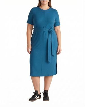 UNIVERSAL STANDARD Plus Travelknit Belted Dress - Blue
