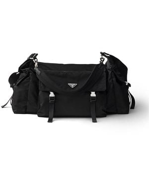 Prada Explore Re-Nylon And Leather Duffel Bag - Black