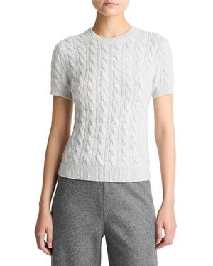 Vince Cable Knit Short Sleeve Sweater - Gray