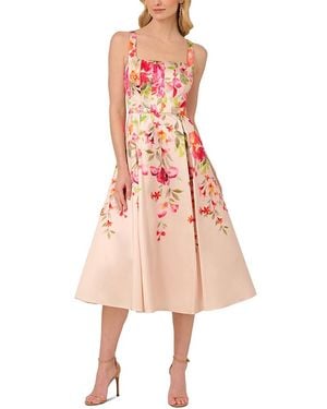 Adrianna Papell Border Mikado Midi Dress - Pink