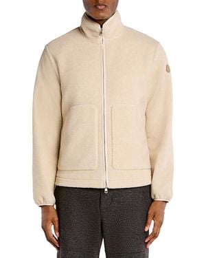 Moncler Stand Collar Zip Cardigan Sweater - Natural