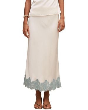 EVER NEW Adele Lace Trim Midi Skirt - White