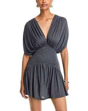 AYA MUSE Daro V Neck Draped Sleeve Mini Dress - Black