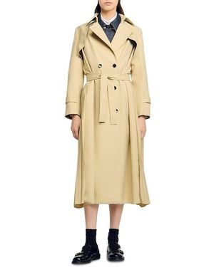 Sandro Belted Double Breasted Trench - Natural