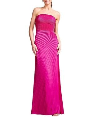 Dress the Population Kinley Strapless Pleated Satin Gown - Pink