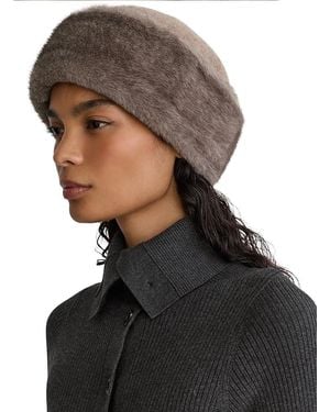 Reiss Serena Faux Fur & Wool Roller Hat - Gray