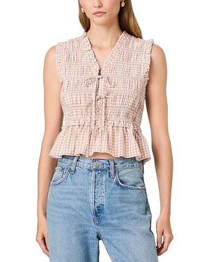 French Connection Rhodes Pop Gingham Peplum Top - Blue