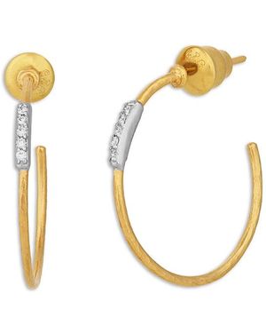 Gurhan 18K & 24K Geo Diamond Pave Hoop Earrings - Metallic