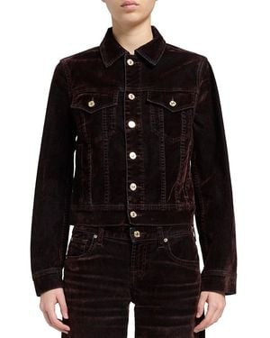 7 For All Mankind Adi Flocked Velvet Trucker Jacket - Black