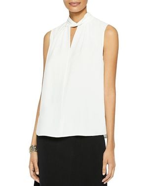 Misook Twist Neck Crepe De Chine Tank - White