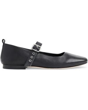 Whistles Square Toe Buckled Ballet Flats - White