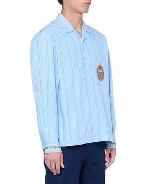 BAZISZT Merit Crest Pocket Stripe Shirt - Blue