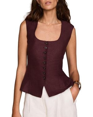 Mint Velvet Linen Blend Peplum Waistcoat - Purple
