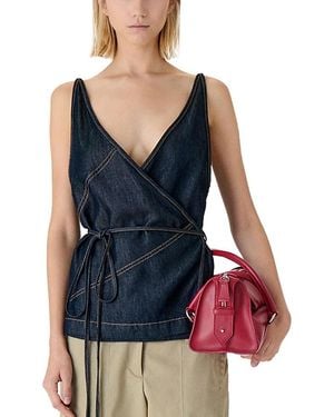 IRO Renata Denim Wrap Top - Blue