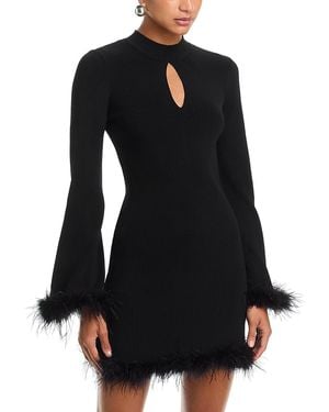 Wayf Carly Feather Trim Dress - Black