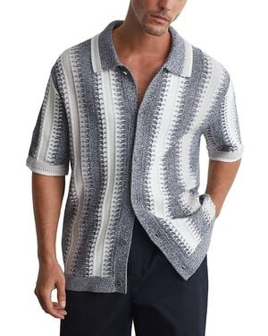 Reiss Dale Knit Short Sleeve Shirt - Gray