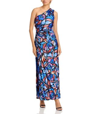 MILLY Estelle Printed Satin Dress - Blue
