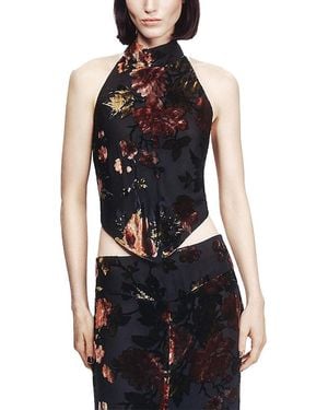 Anna Sui Folia Devore Halter Top - Black