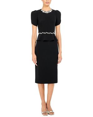 Jenny Packham Jules Floral-Embellished Midi Dress - Black