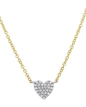 Moon & Meadow 14K Diamond Pave Small Heart Pendant Necklace, 0.09 Tcw - Metallic