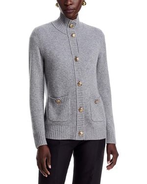 C by Bloomingdale's Cashmere Rib Knit Cardigan - Gray