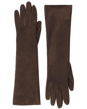 Lanvin Long Slim Suede Gloves - Brown