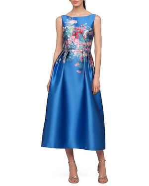 Kay Unger Dina Tea Length Dress - Blue