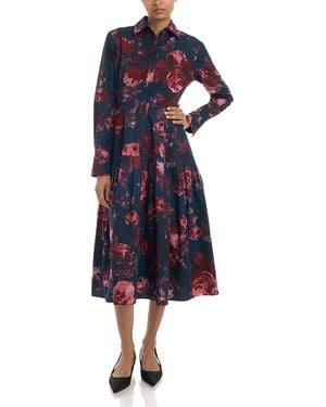 Erdem Cotton Printed Long Sleeve Shirtdress - Blue