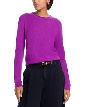 Aqua 100% Cashmere Rolled Edge Sweater - Purple