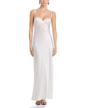 L'Agence Sayla Silk Bias Cut Maxi Dress - White