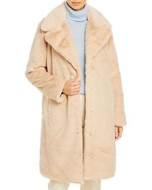 Aqua Faux-Fur Coat With Wide Lapels- Exclusive - Natural