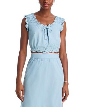 Aqua Eyelet Trim Top - Blue