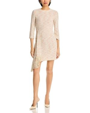 Misook Faux Wrap Tweed Knit Dress - Natural