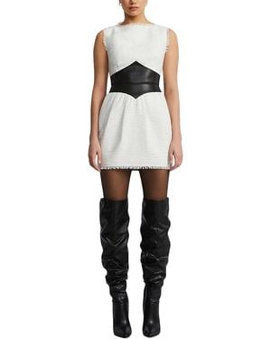BCBGMAXAZRIA Leather Tweed Dress - White