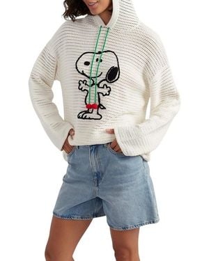Chinti & Parker Cotton Snoopy Crochet Hoodie - Blue